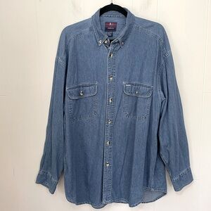 Silenzio Vintage Long Sleeve Denim Shirt Blue 90s Jeanswear Men’s Size XL